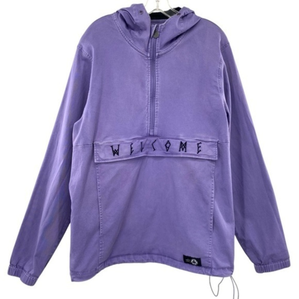 Welcome Skateboards Scrawl Anotak Pullover Hoodie Jacket Purple